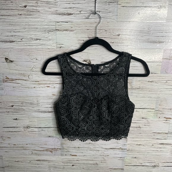 My Michelle black gray sparkle two piece set crop top tulle skirt size 3 - Picture 2 of 16